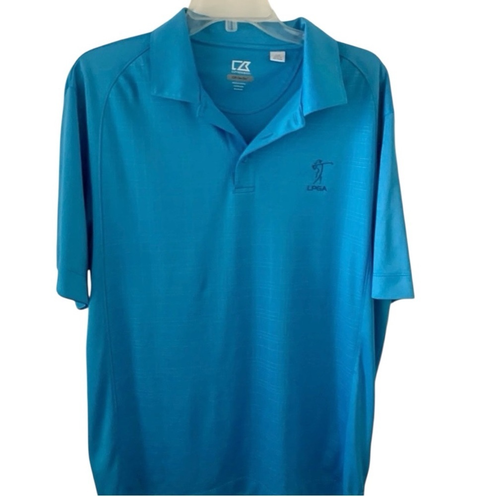 LPGA Cutter & Buck Forge CB DryTec
Golf Polo Blue Short Sleeve Size L/G